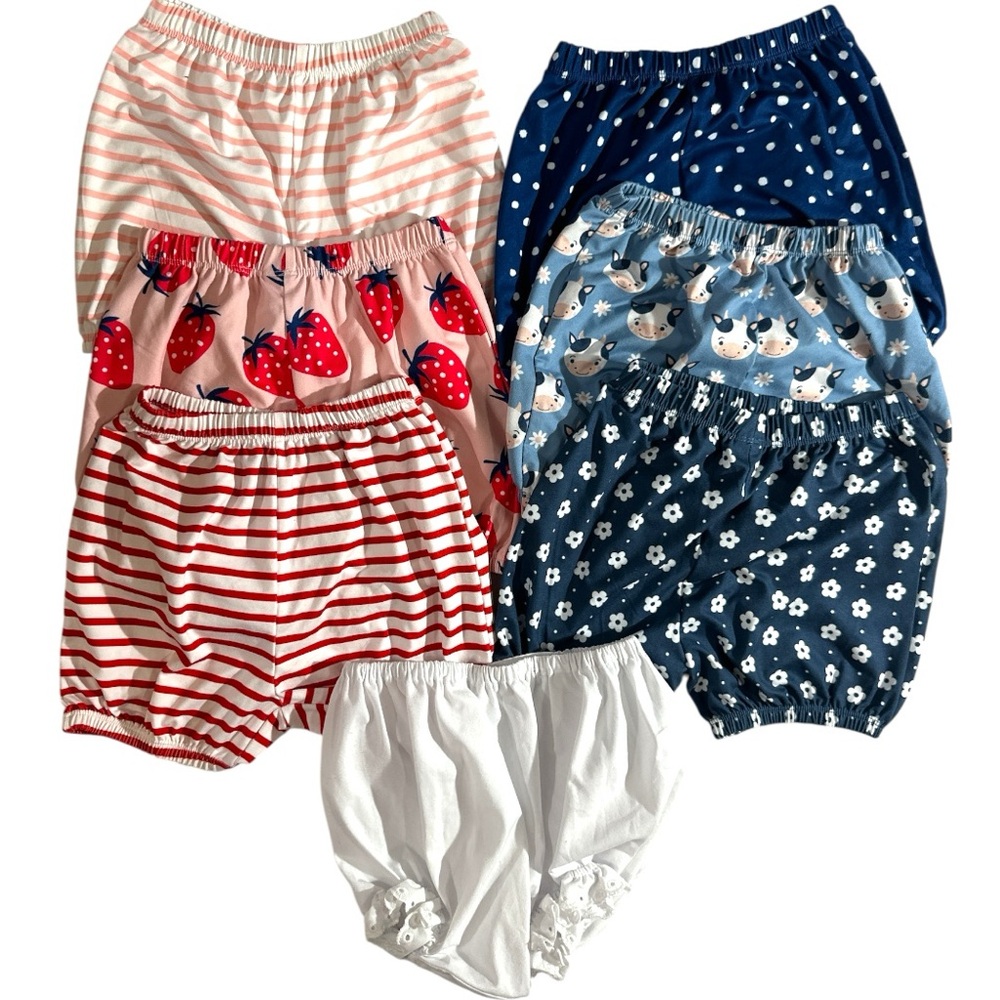 NWOT Penelope Plumm 6 pair patterned bloomer style shorts & lace bloomer